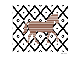 Horse - geometric pattern - brown and white