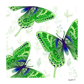 Beautiful Green Butterflies Flowers Garden