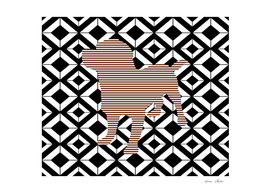 Dog - Abstract geometric pattern - brown , black and white.