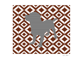 Dog - Abstract geometric pattern - brown, black and white.