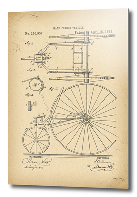 1884 Patent Velocipede Tricycle Bicycle history invention