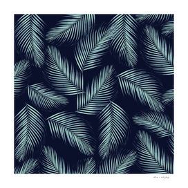 Palm Leaves Pattern - Navy Blue Mint Cali Vibes #1 #tropical