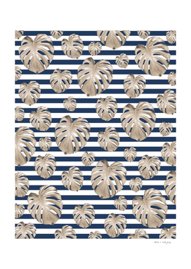 Monstera Pattern on Stripes #1 #tropical #pattern #decor