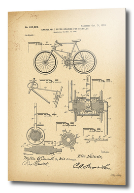 1899 Patent Velocipede Bicycle archival history invention