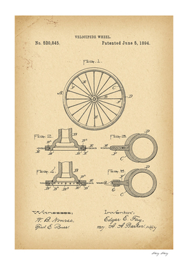 1894 Patent Velocipede Bicycle archive history invention