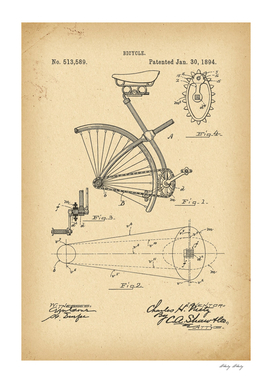 1894 Patent Velocipede Bicycle archival history invention