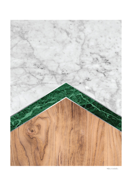 Stone Arrow Pattern - White & Green Marble & Wood #941