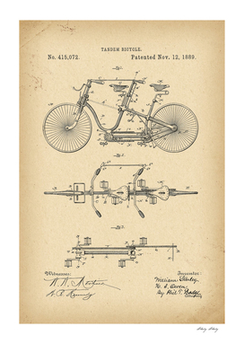 1889 Patent Velocipede Tandem Bicycle history invention