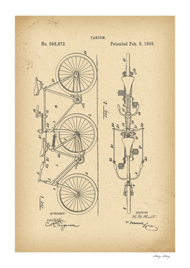1898 Patent Velocipede Tandem Bicycle history invention