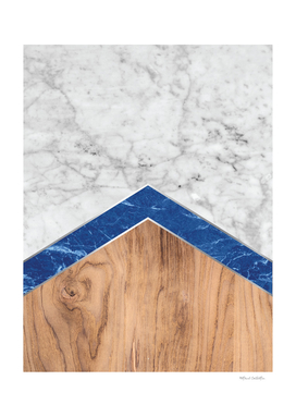 Stone Arrow Pattern - White & Blue Marble & Wood #436