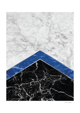 Stone Arrow Pattern - White, Blue & Black Marble #974