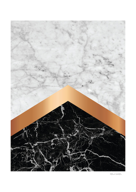 Stone Arrow Pattern - White & Black Marble & Rose Gold #799
