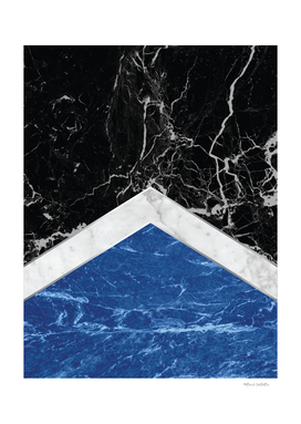 Stone Arrow Pattern - Black, White & Blue Marble #227