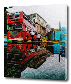 Double Decker bus water reflection