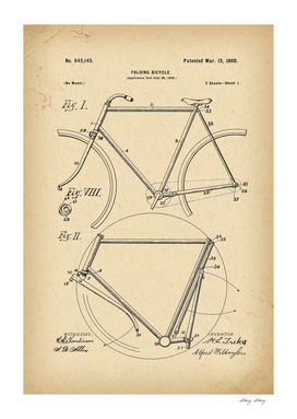 1900 Patent Velocipede folding Bicycle history invention