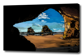 Beach Cave Windows Wallpaper inspired art