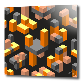 Orange abstract isometric
