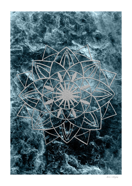 Star Mandala on Enigmatic Deep Blue Ocean Marble #1 #decor