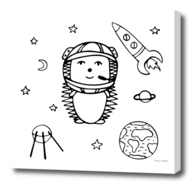 Hand-drawn hedgehog the astronaut