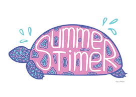 Illustration of a tortilla with a lettering. Summertime.