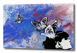 Long Gone Whisper III: Blue (butterfly girl  graffiti)