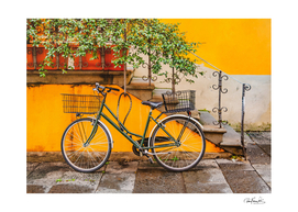 Bicycle Parked at Wall in Lucca City Italy