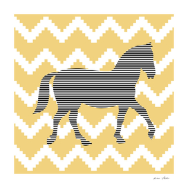 Horse - geometric pattern - beige and white