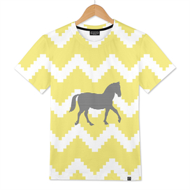 Horse - geometric pattern - gold and white