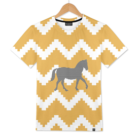 Horse - geometric pattern - bronze and white
