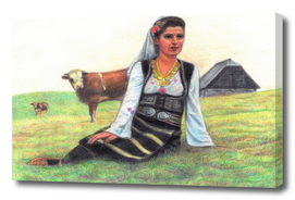 Serbian girl with bulls