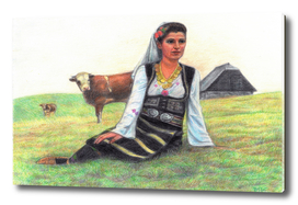 Serbian girl with bulls