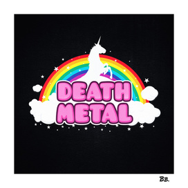 DEATH METAL! (Funny Unicorn / Rainbow Mosh Parody Design)