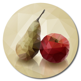 Polygonal mosaic fruits - apple and pear