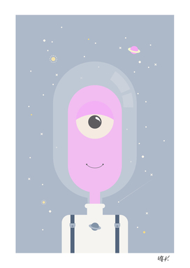 Purple Monster In Space • Colorful Illustration