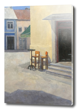 Summer cafe (oil painting)