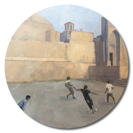 Football players at Samarkand (oil painting)
