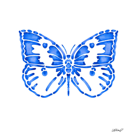Indigo Butterfly Watercolor