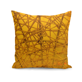 Texture of plastic rattan straw chair on yellow color