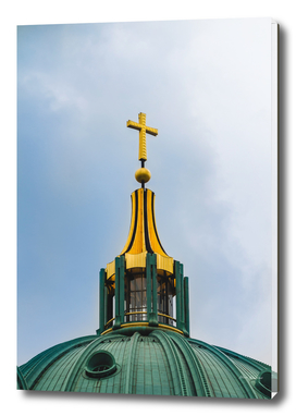 Berlin Cathedral. Close up of the cross on the top of