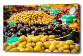 Olives at a market stall