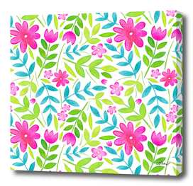 Pink Floral Pattern Watercolor