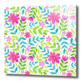 Pink Floral Pattern Watercolor