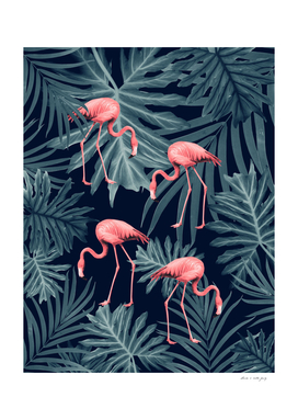 Summer Flamingo Jungle Night Vibes #1 #tropical #decor #art