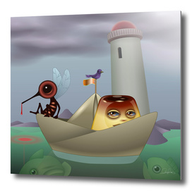 Boat with mosquito and flan