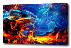 Camo Chameleon blue and fire