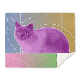 Neon Purple Cat On Colorful Background