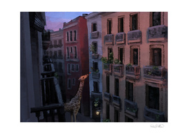 Sunset Giraffe in the City