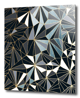 Stylish Art Deco Geometric Pattern - Black, blue & Gold