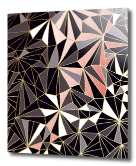 Stylish Art Deco Geometric Pattern - Black, Coral & Gold