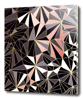 Stylish Art Deco Geometric Pattern - Black, Coral & Gold